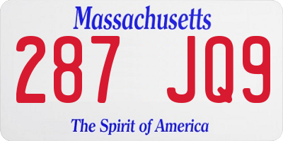 MA license plate 287JQ9