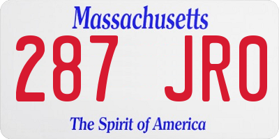 MA license plate 287JR0