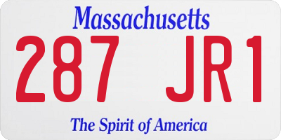 MA license plate 287JR1