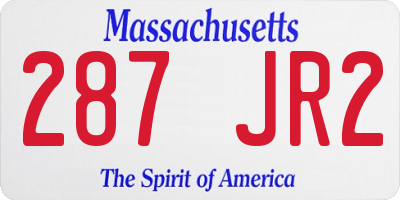 MA license plate 287JR2