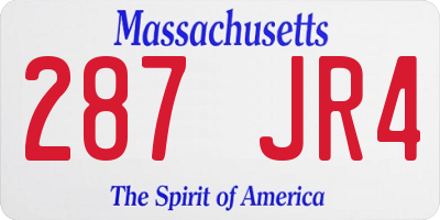MA license plate 287JR4