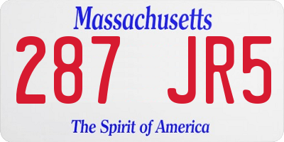 MA license plate 287JR5