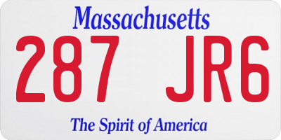 MA license plate 287JR6