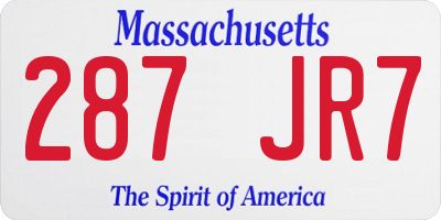 MA license plate 287JR7