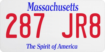 MA license plate 287JR8