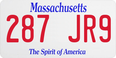 MA license plate 287JR9