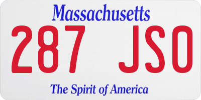 MA license plate 287JS0