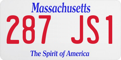 MA license plate 287JS1