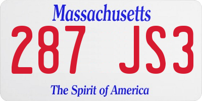 MA license plate 287JS3