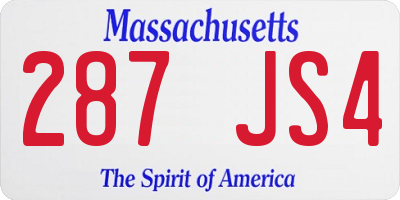 MA license plate 287JS4