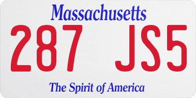 MA license plate 287JS5