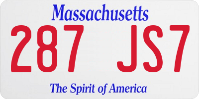 MA license plate 287JS7
