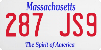 MA license plate 287JS9