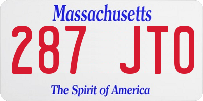 MA license plate 287JT0
