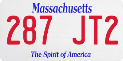MA license plate 287JT2