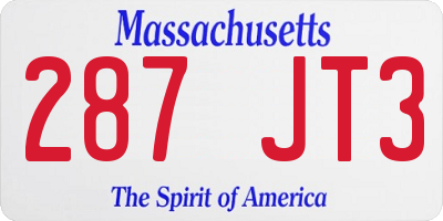MA license plate 287JT3