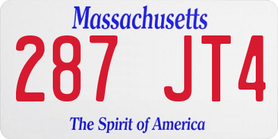 MA license plate 287JT4