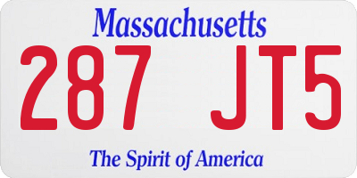 MA license plate 287JT5