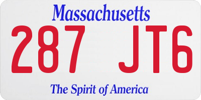 MA license plate 287JT6