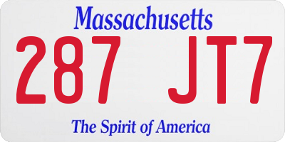 MA license plate 287JT7