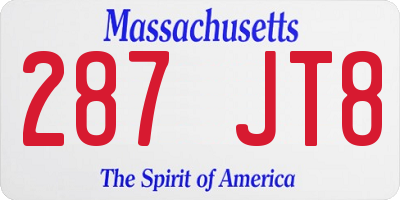 MA license plate 287JT8