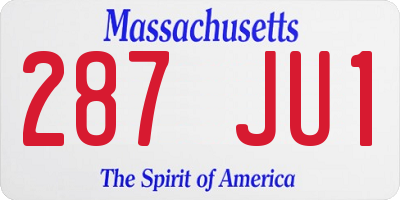 MA license plate 287JU1