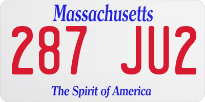 MA license plate 287JU2