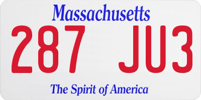 MA license plate 287JU3