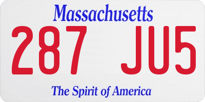 MA license plate 287JU5