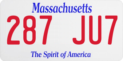 MA license plate 287JU7
