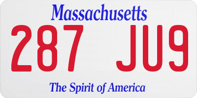 MA license plate 287JU9