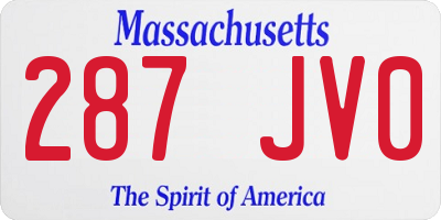 MA license plate 287JV0