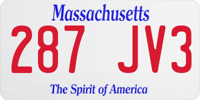 MA license plate 287JV3