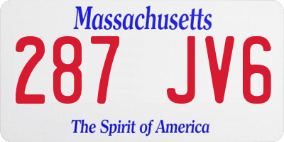 MA license plate 287JV6
