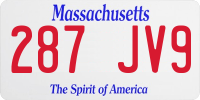 MA license plate 287JV9
