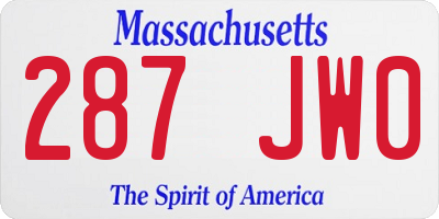 MA license plate 287JW0