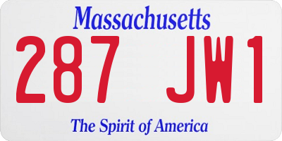 MA license plate 287JW1