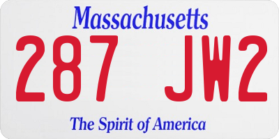MA license plate 287JW2