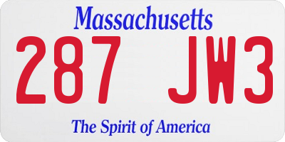 MA license plate 287JW3