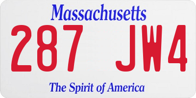 MA license plate 287JW4