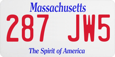 MA license plate 287JW5