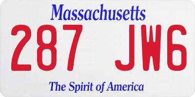 MA license plate 287JW6