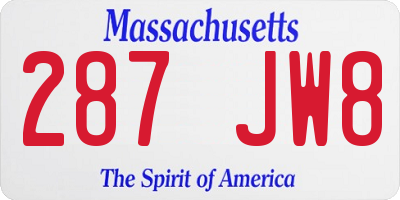 MA license plate 287JW8