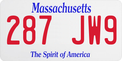 MA license plate 287JW9