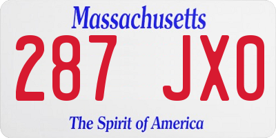 MA license plate 287JX0