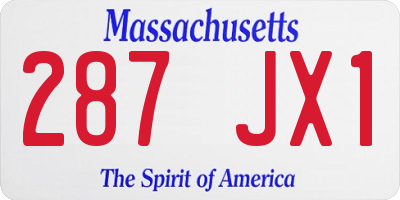 MA license plate 287JX1