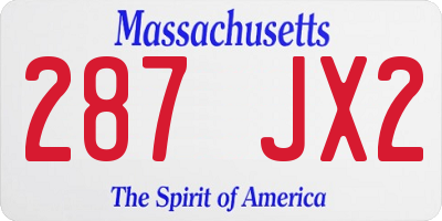 MA license plate 287JX2