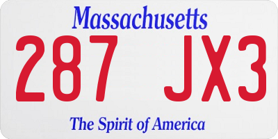 MA license plate 287JX3