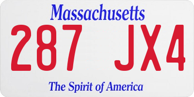 MA license plate 287JX4