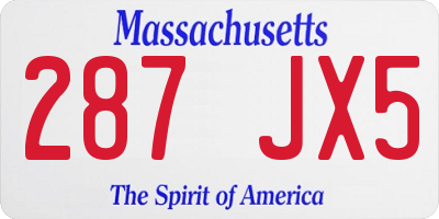 MA license plate 287JX5